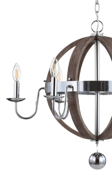 Georgia 30" Wood/Metal Adjustable LED Chandelier - JONATHAN Y